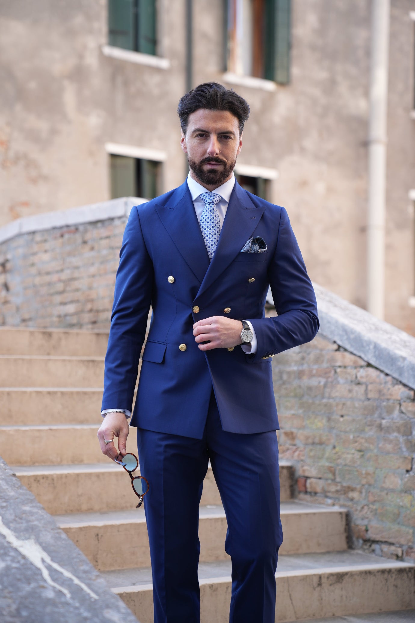 navy blue suit with royal blue dress Royal Blue Double-Breasted Suit