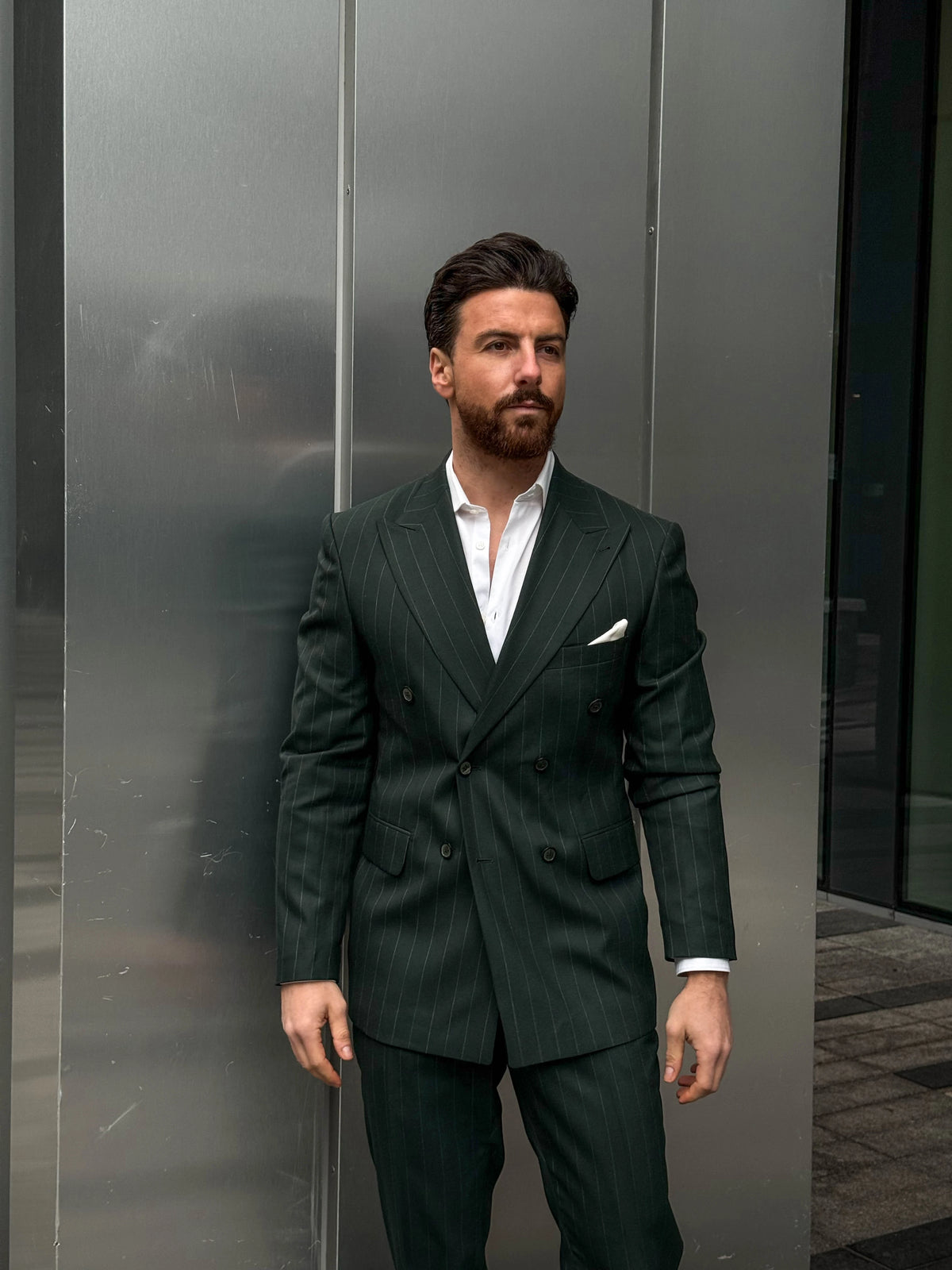 Dark Green Double-Breasted Suit