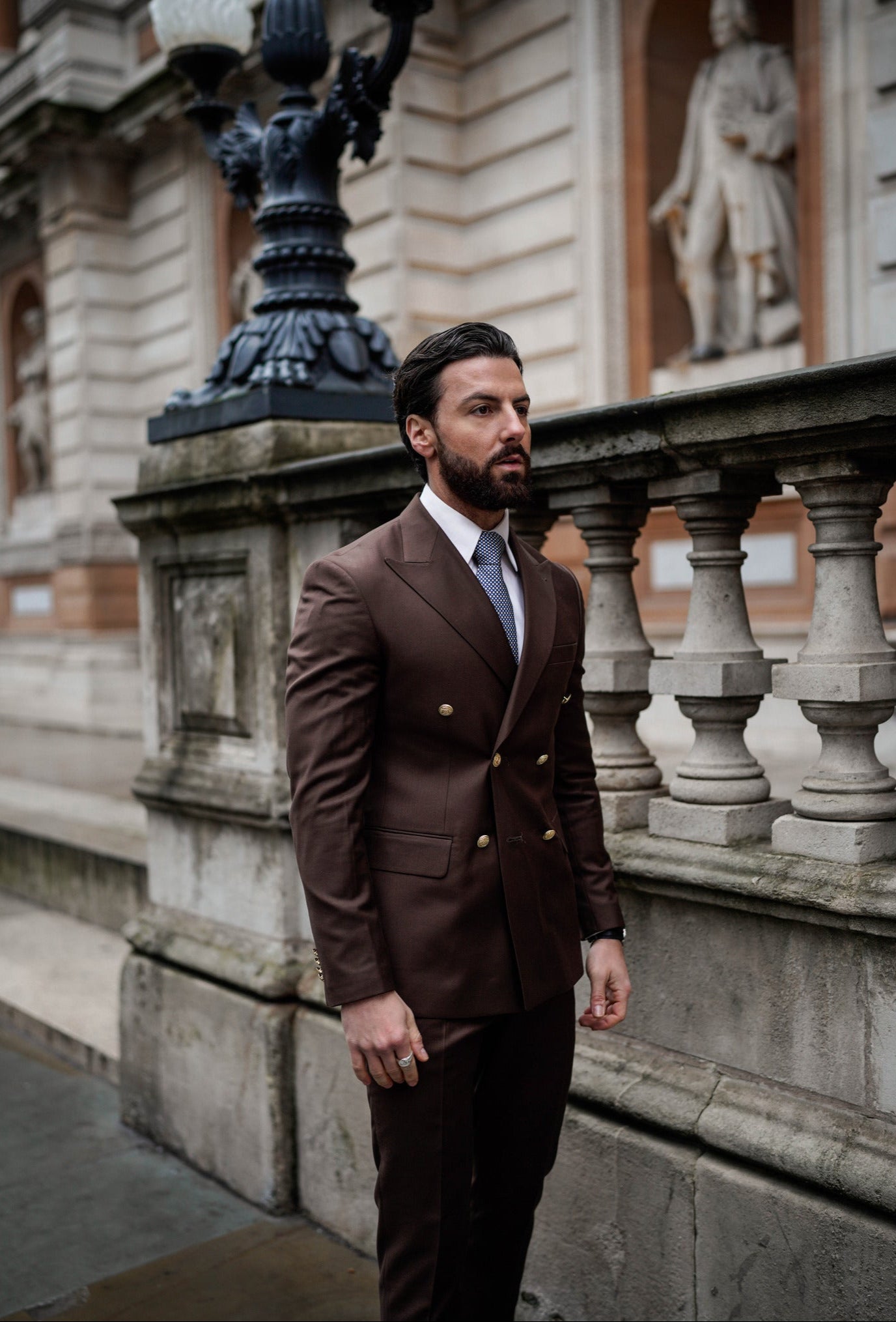 Brown Double-Breasted Suit