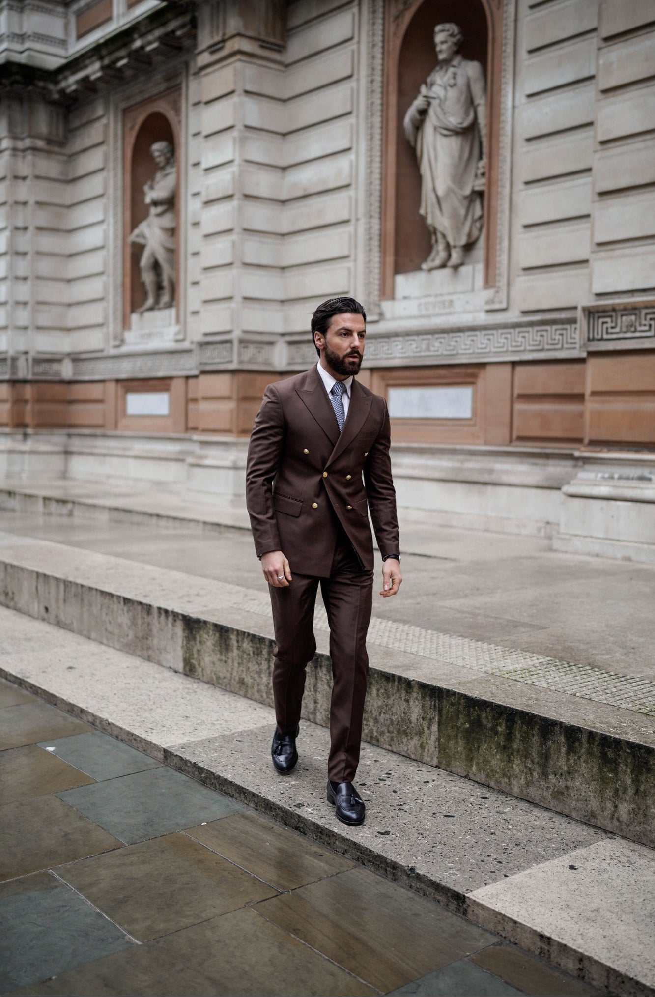Brown Double-Breasted Suit