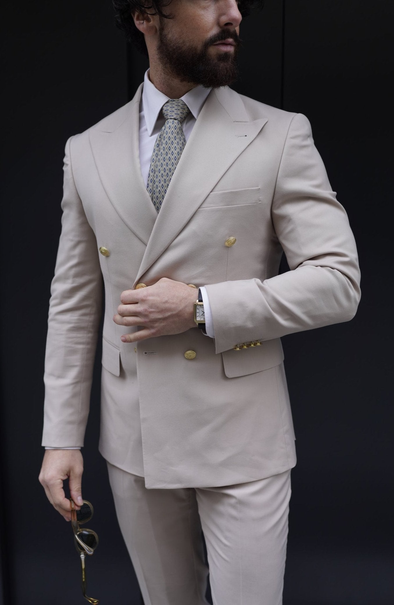 Ivory Double-Breasted Suit