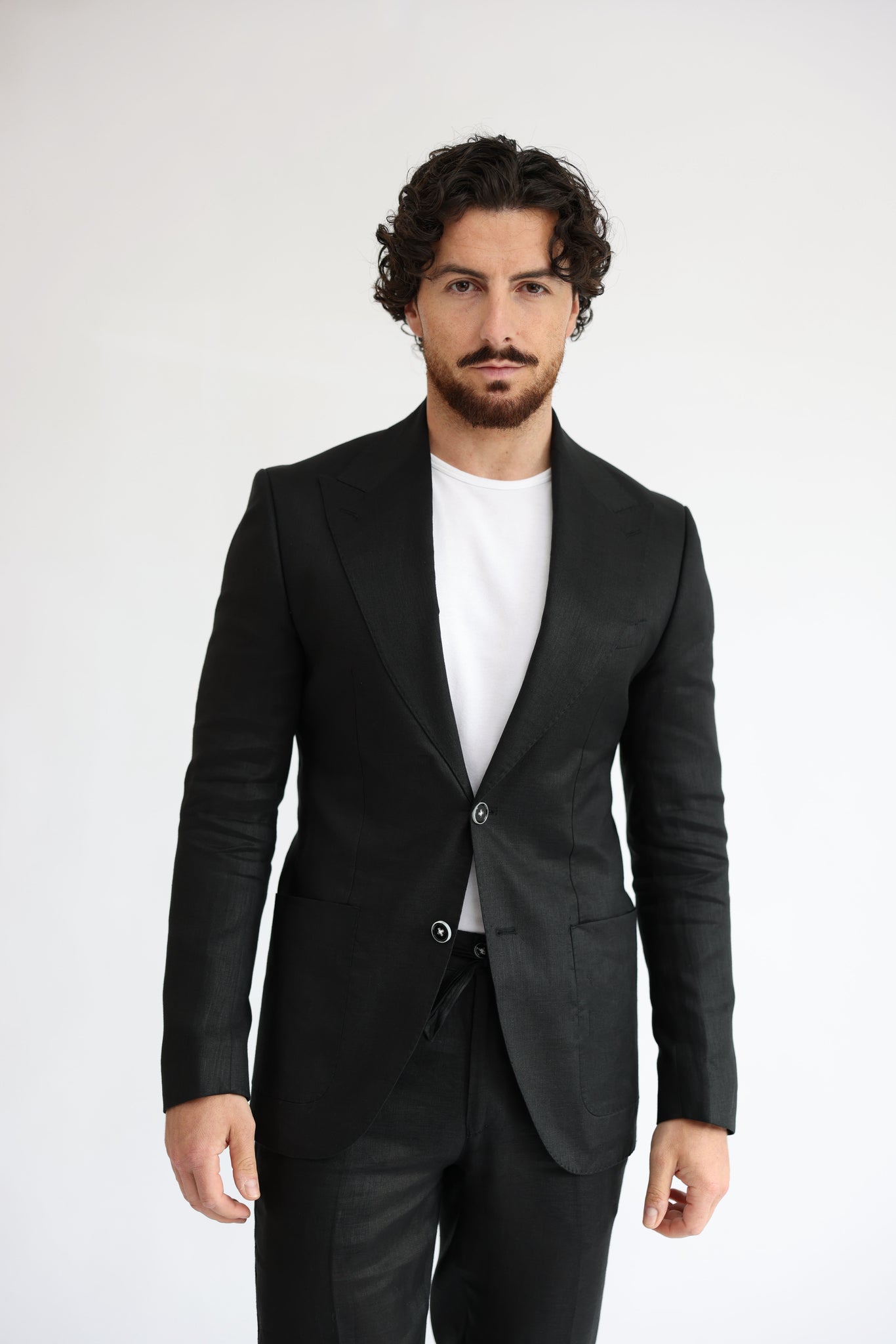 Black linen suit jacket best sale