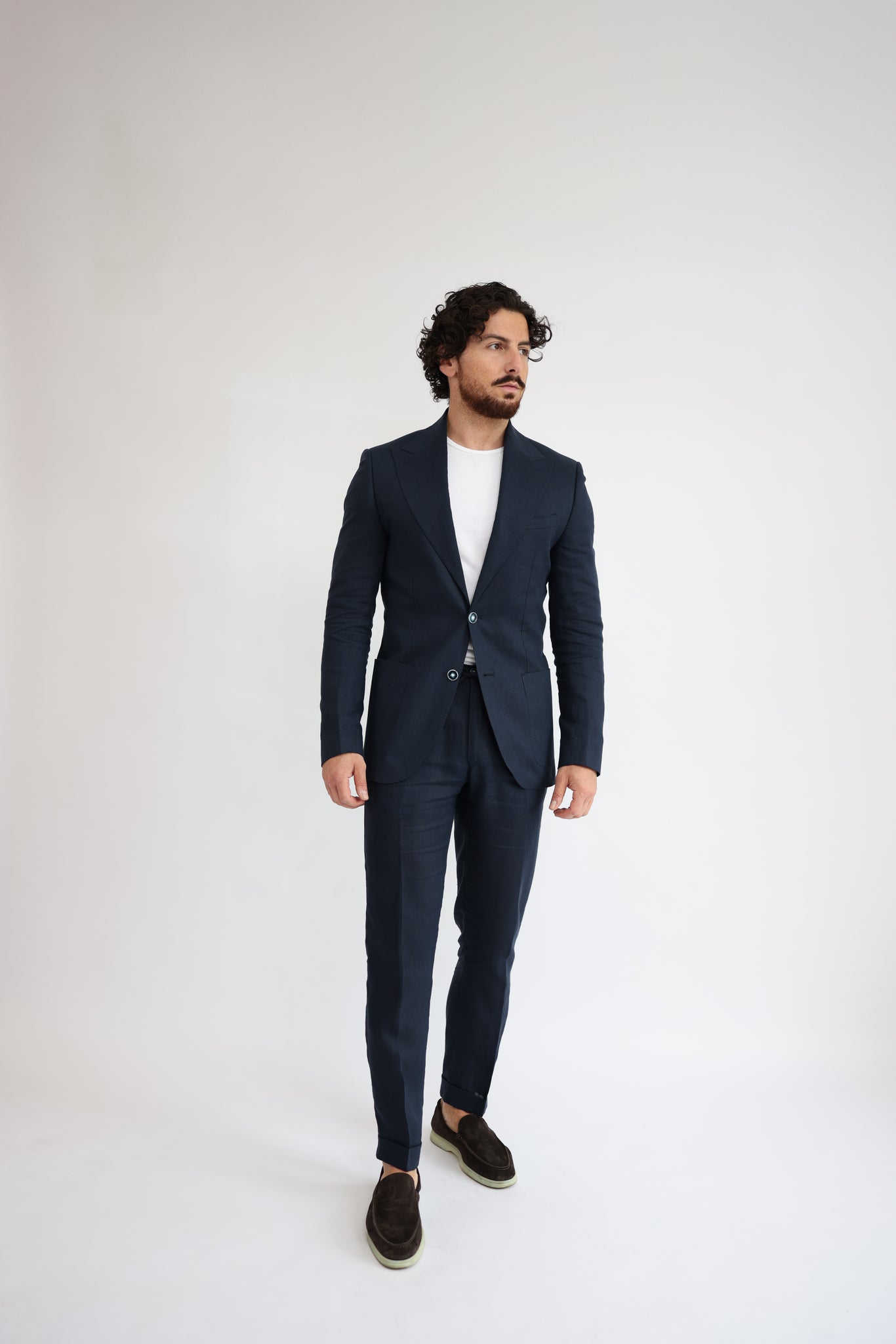 Navy Blue Linen Suit