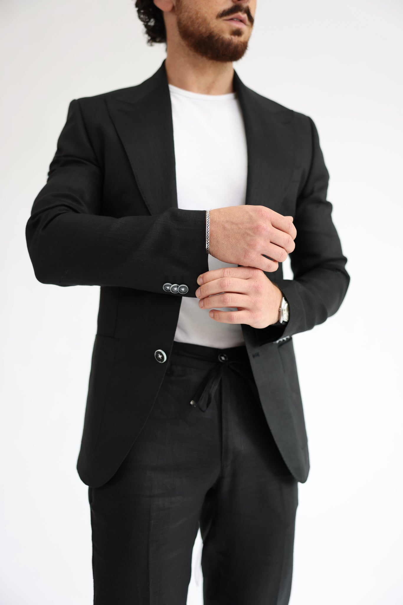 Espresso Black Linen Suit