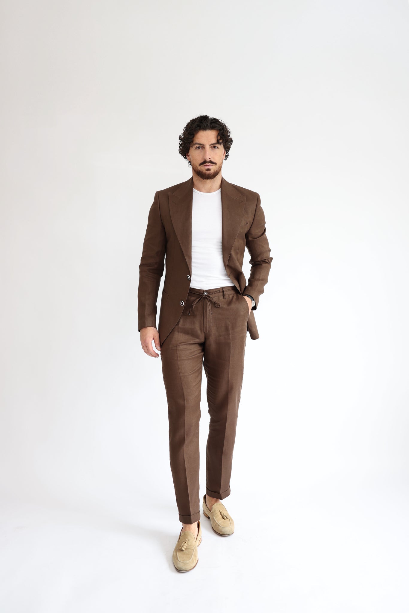 Cacao Brown Linen Suit