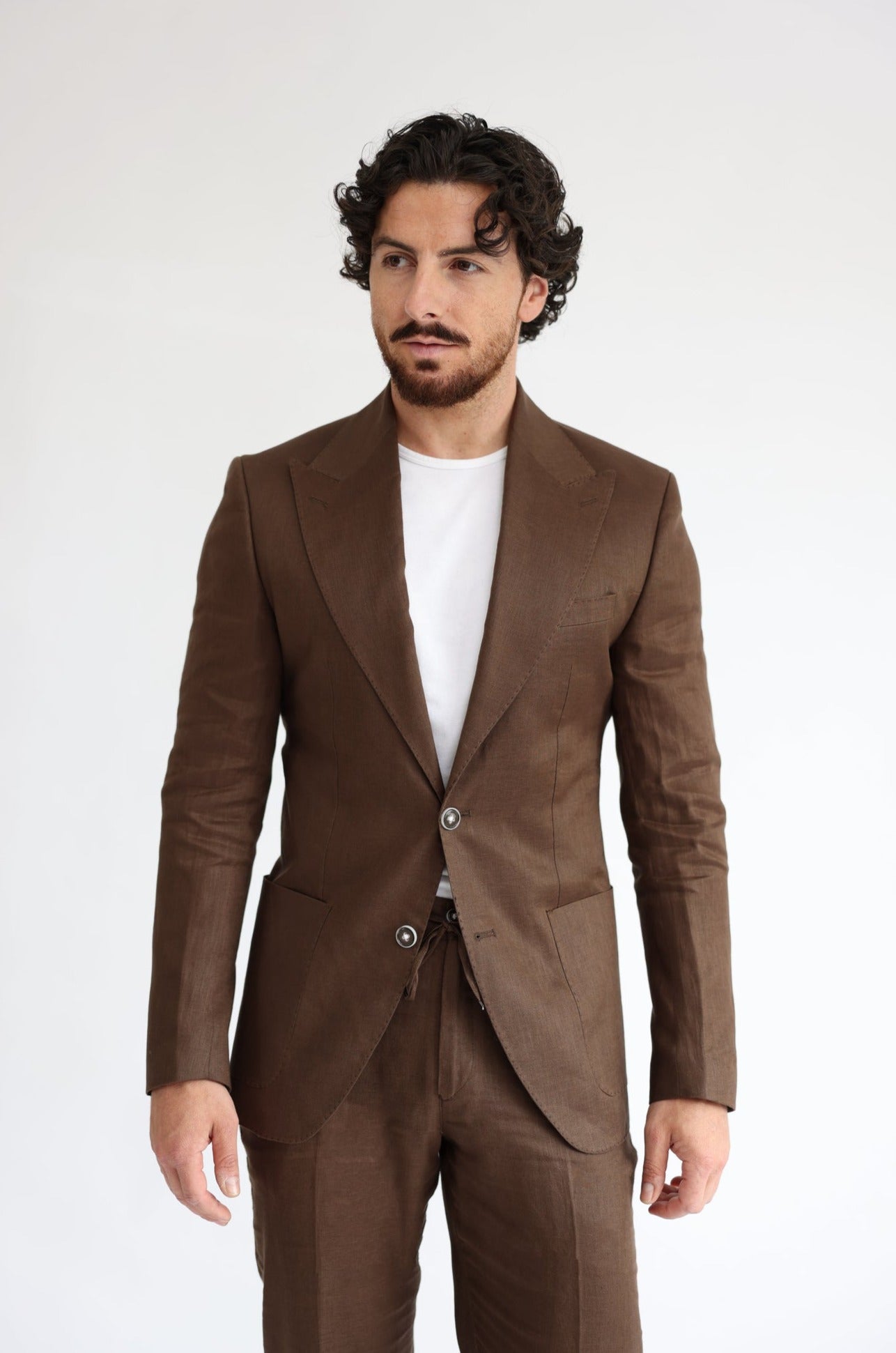 Cacao Brown Linen Suit