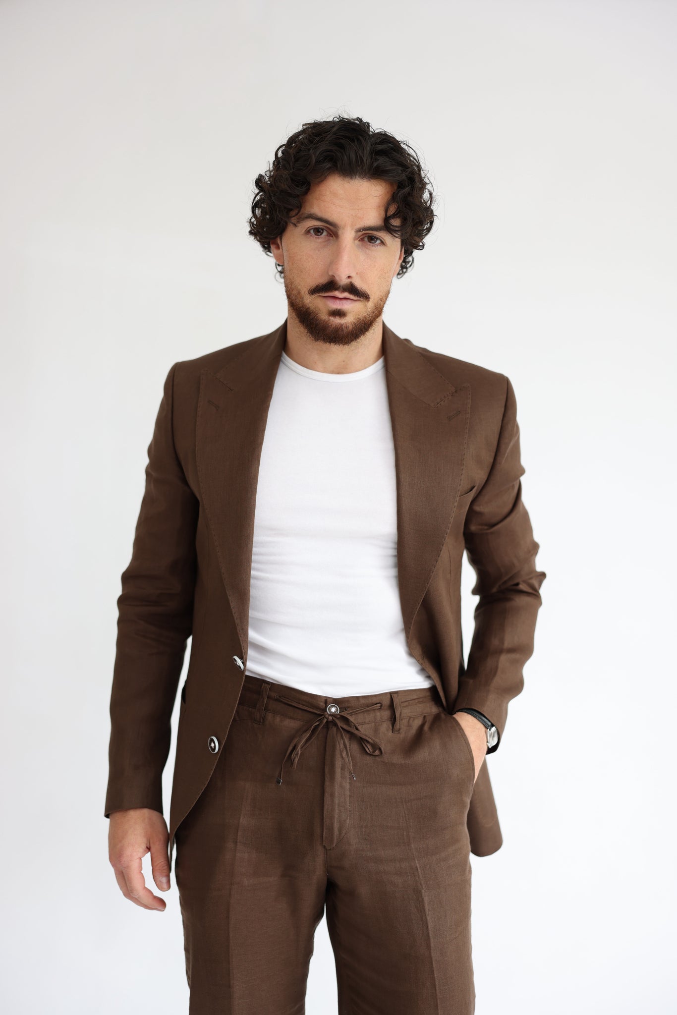 Cacao Brown Linen Suit