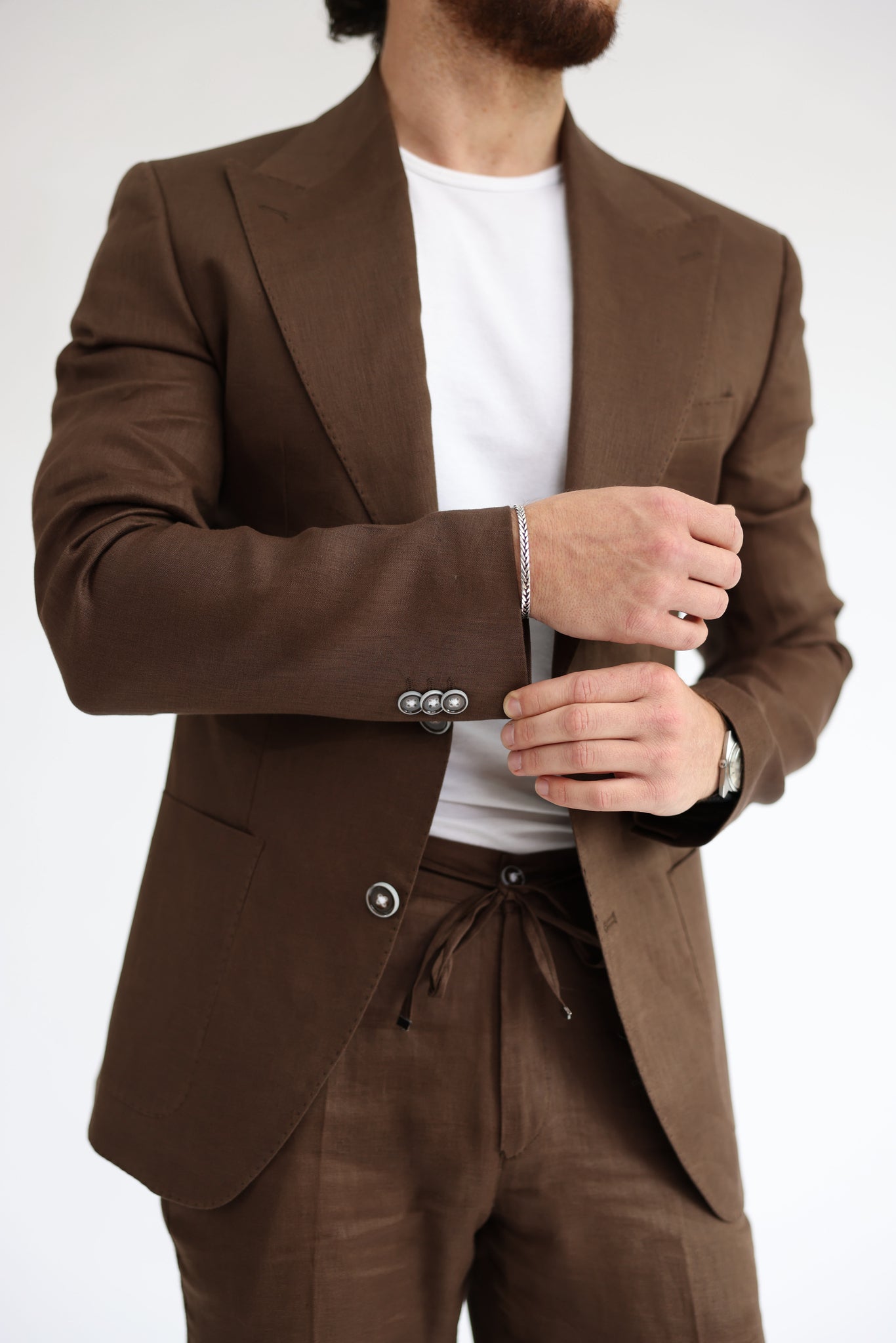 Cacao Brown Linen Suit