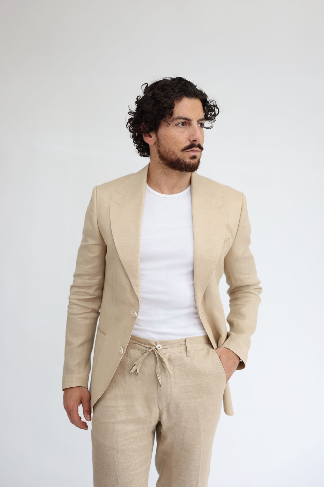 Ivory Cream Linen Suit