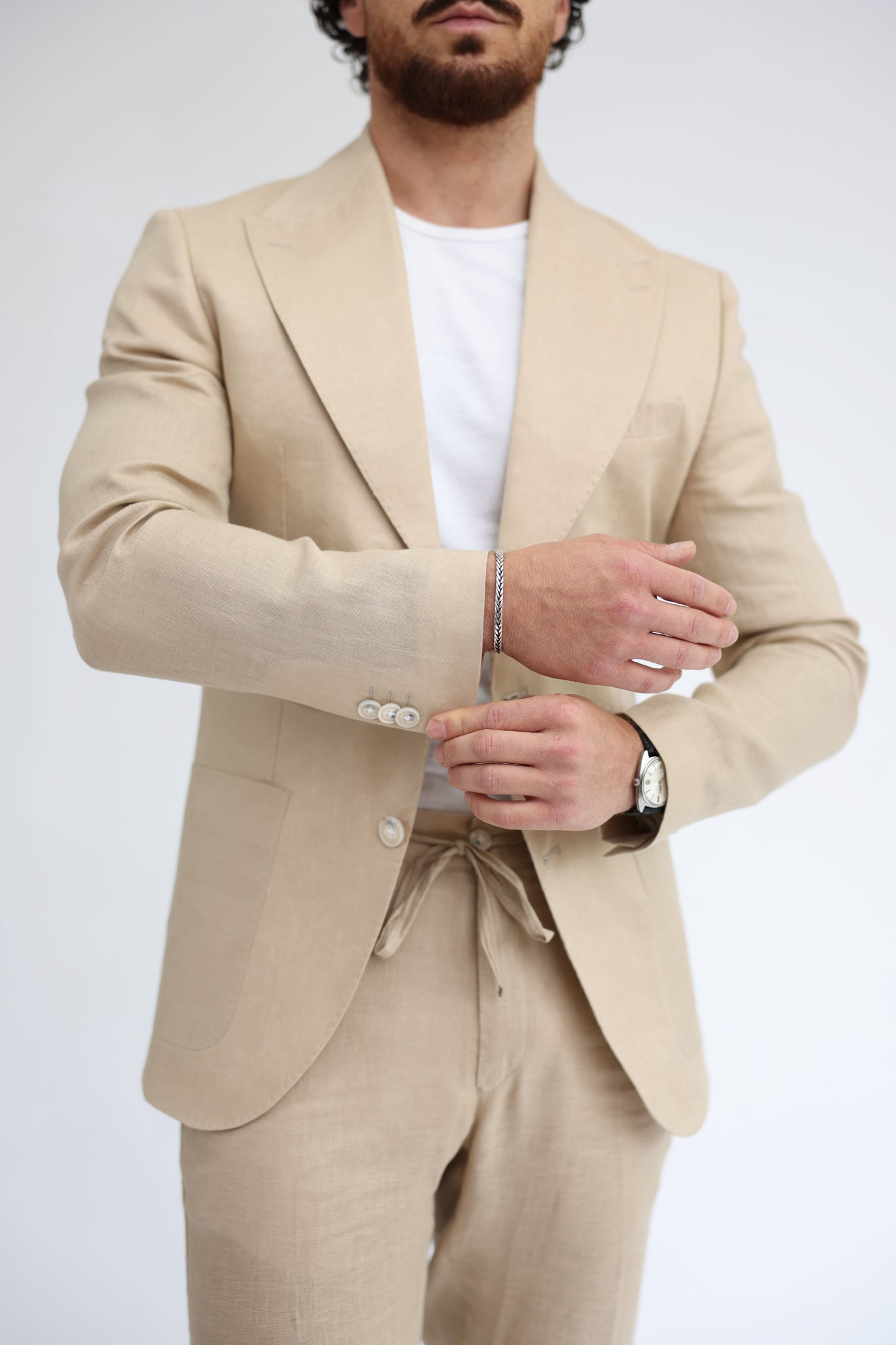 Ivory Cream Linen Suit