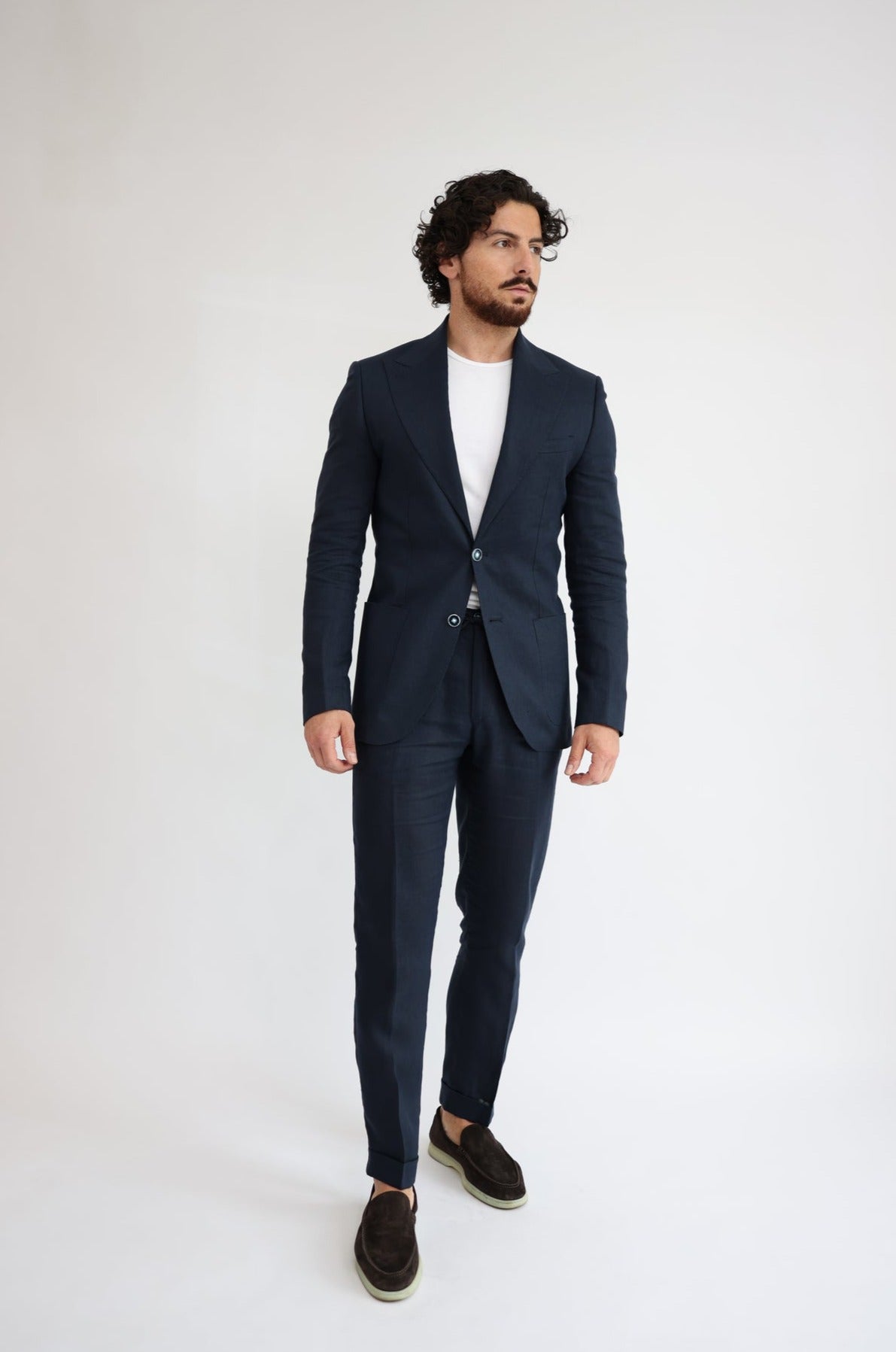 Navy Blue Linen Suit