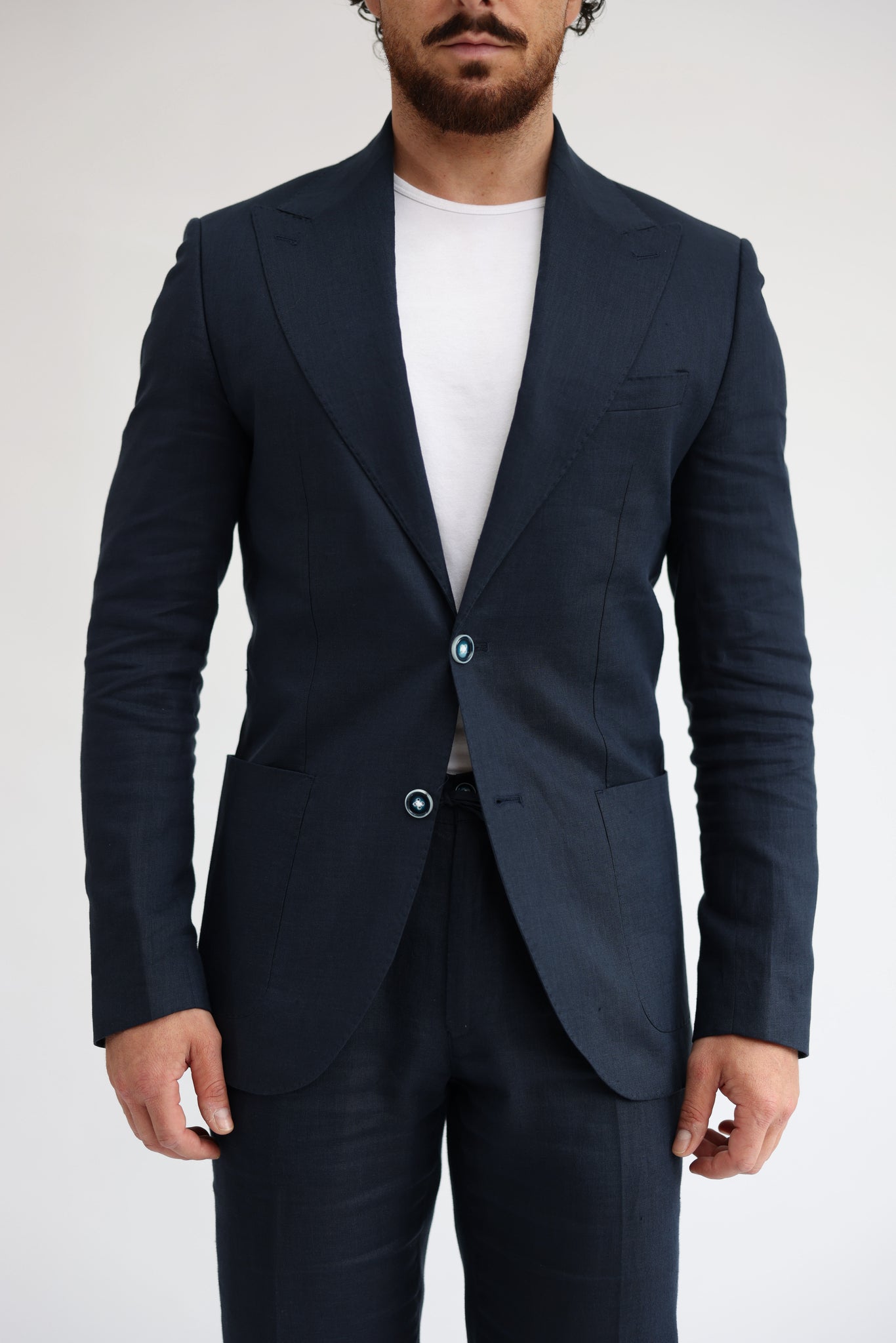 Navy Blue Linen Suit